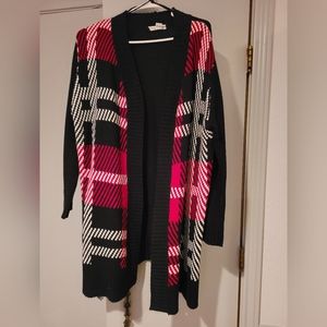 Large-print Plaid Cardigan